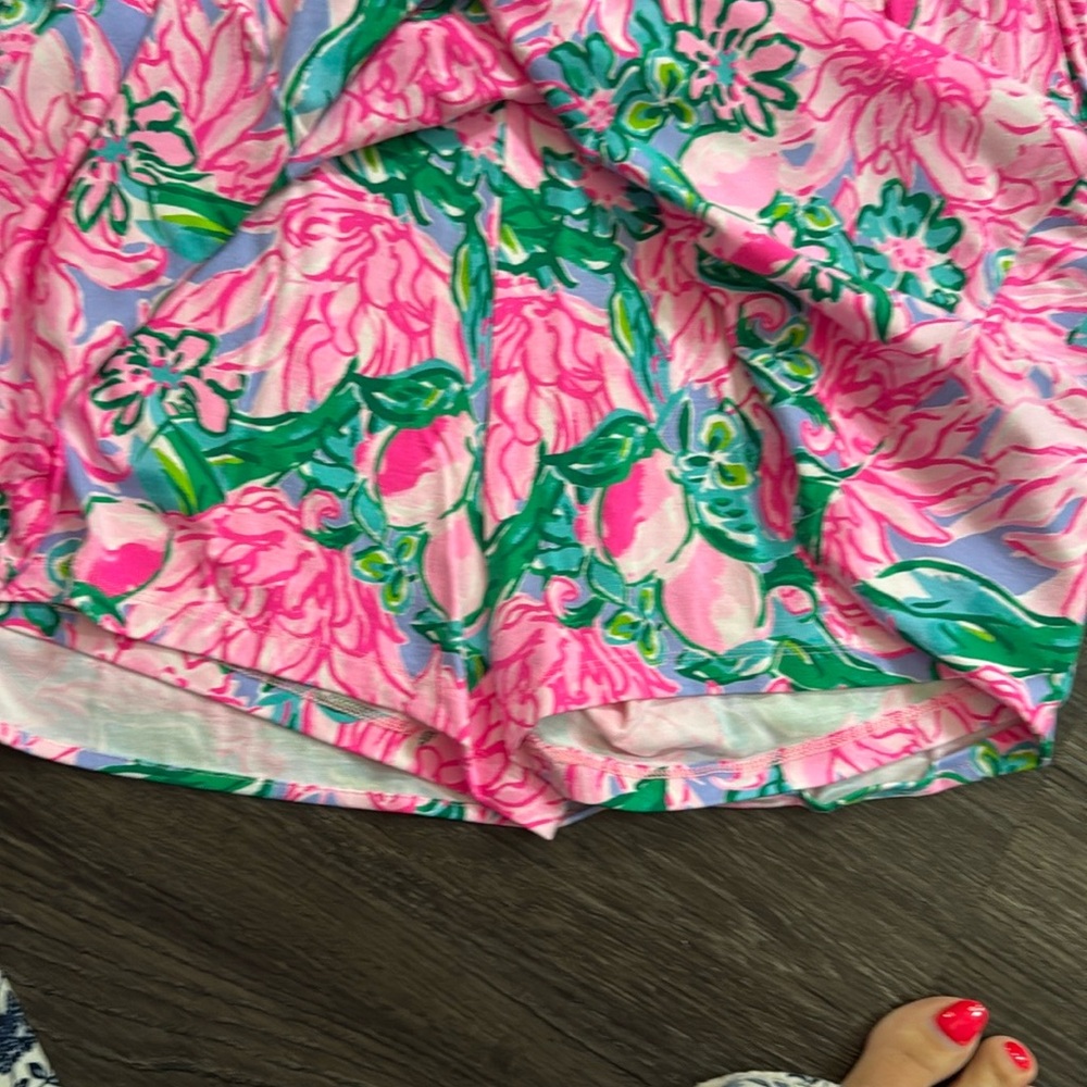 Lilly Pulitzer Pink and Green Floral romper.  Size 10, price 75.00 mint con - Picture 3 of 4